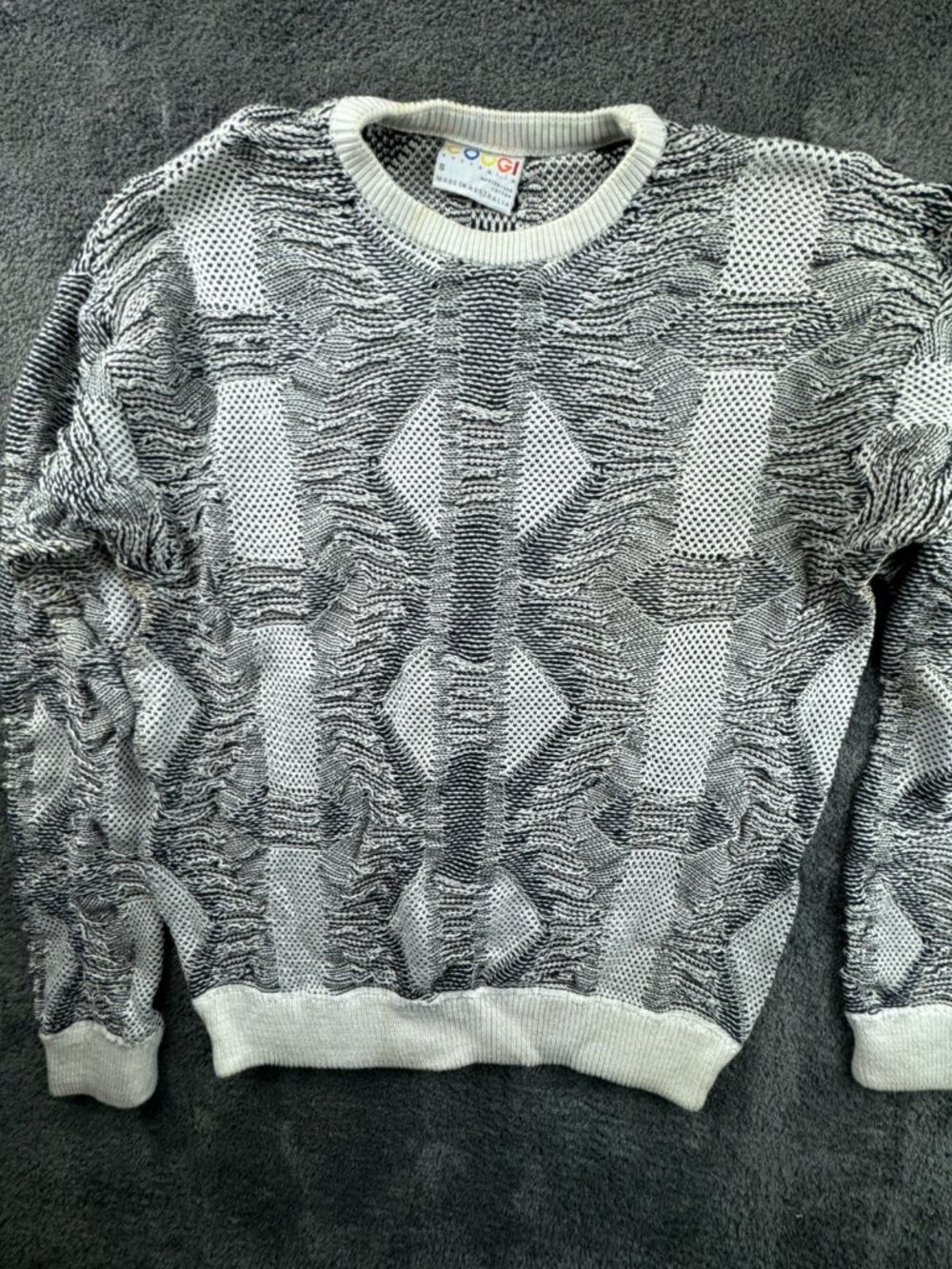 Coogi Small Black White Sweater Pullover Cotton Australia Long Sleeve Designer
